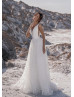 Ivory Satin Lace Wedding Dress With Horsehair Hem